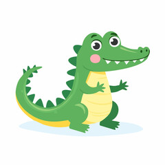 Cute Crocodile Simple Vector Illustration – Minimal Cartoon Reptile for Kids and Graphic Design


