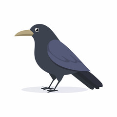 Cute Crow Simple Vector – Minimal Black Bird Cartoon Illustration in Flat Style