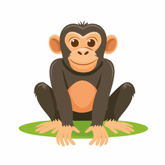 Cute Chimpanzee Simple Vector – Minimal Cartoon Monkey Illustration for Kids and Wildlife Designs

