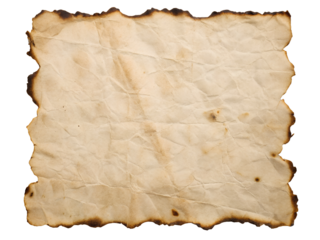 Burnt Edge Crumpled Paper Texture Isolated on transparent background cutout, PNG file, Cutout file