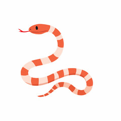 Naklejka premium Cute Coral Snake Simple Vector – Minimal Cartoon Venomous Snake Illustration for Kids and Design Use