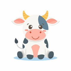 Cute Cow Simple Vector Illustration – Minimal Farm Animal Cartoon for Kids and Graphic Design