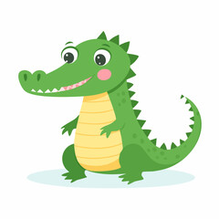 Cute Crocodile Simple Vector Illustration – Minimal Cartoon Reptile for Kids and Graphic Design