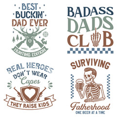 set of  - Fathers Typography T-shirt, Happy Father's Day Design Sublimation, Dad Quote Men Shirt, Daddy Illustration