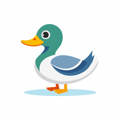Cute Duck Simple Vector Illustration – Flat Cartoon Yellow Duck for Kids and Fun Design Projects

