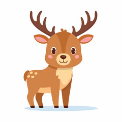 Cute Elk Simple Vector Illustration – Minimal Flat Cartoon Woodland Animal for Kids and Design Use
