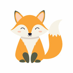 Obraz premium Cute Fox Simple Vector Illustration – Adorable Cartoon Forest Animal in Minimalist Flat Style