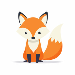 Obraz premium Cute Fox Simple Vector Illustration – Adorable Cartoon Forest Animal in Minimalist Flat Style
