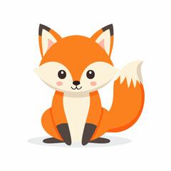 Obraz premium Cute Fox Simple Vector Illustration – Adorable Cartoon Forest Animal in Minimalist Flat Style