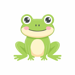 Cute Frog Simple Vector Illustration – Adorable Cartoon Amphibian Character on White Background