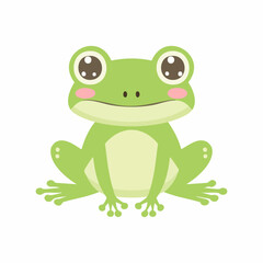 Cute Frog Simple Vector Illustration – Adorable Cartoon Amphibian Character on White Background
