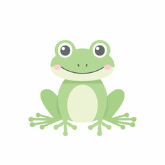 Cute Frog Simple Vector Illustration – Adorable Cartoon Amphibian Character on White Background