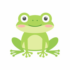 Cute Frog Simple Vector Illustration – Adorable Cartoon Amphibian Character on White Background