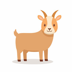 Cute Goat Simple Vector Illustration – Adorable Cartoon Farm Animal Isolated on White Background

