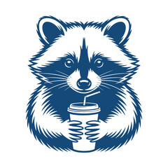 Raccoon Holding Coffee Cup Illustration © Thi