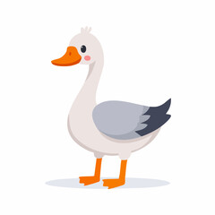Cute Goose Simple Vector Illustration – Adorable Cartoon Goose Isolated on White Background