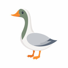 Cute Goose Simple Vector Illustration – Adorable Cartoon Goose Isolated on White Background