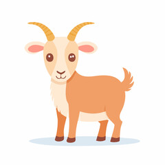 Cute Goat Simple Vector Illustration – Adorable Cartoon Farm Animal Isolated on White Background

