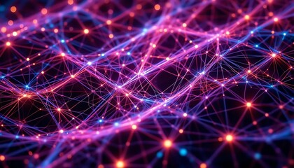 Obraz premium Abstract Network Connection: Glowing Nodes and Lines