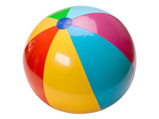 Close-Up of a Multicolored Beach Ball Isolated on transparent background cutout, PNG file, Cutout file