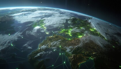 Global ai connectivity exploring miningkwan's technological impact across continents digital landscape futuristic viewpoint