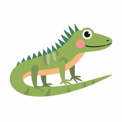Cute Iguana in Simple Vector Style – Minimal Reptile Illustration with Flat Design on White Background