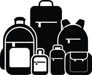 School Supplies Silhouette Vector Set – Stationery, Classroom Tools, and Education Icons, Vector Bundle – Educational Tools, Stationery Icons, and Classroom Essentials, Vector