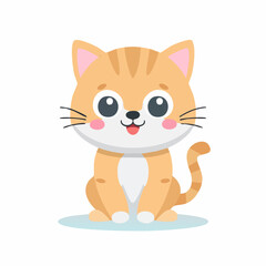 Obraz premium Cute Kitten in Simple Vector Style – Minimal Cat Illustration with Adorable Expression on White Background