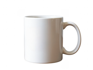 Blank White Coffee Mug Isolated on Transparent Background for Design