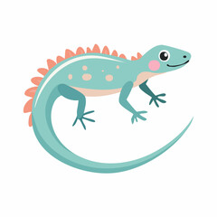 Cute Lizard in Simple Vector Style – Minimal Cartoon Reptile on White Background

