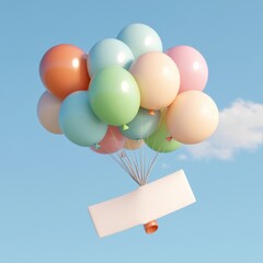Colorful birthday balloons floating in the sky festive celebration outdoors bright day joyful moment