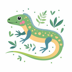 Cute Lizard in Simple Vector Style – Minimal Cartoon Reptile on White Background

