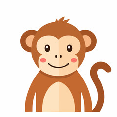 Obraz premium Cute Monkey in Simple Vector Style – Minimalist Jungle Animal Illustration on White Background