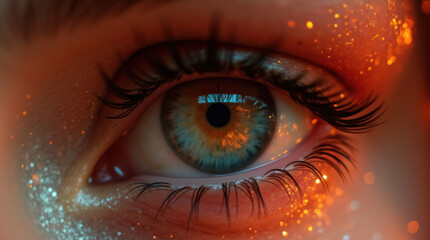 Fototapeta premium Shimmering eyes in warm light.