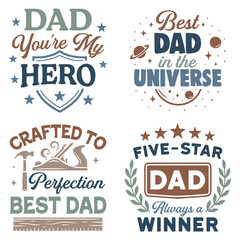 pack of  Fathers Typography T-shirt, Happy Father's Day Design Sublimation, Dad Quote Men Shirt, Daddy Illustration