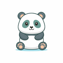 Fototapeta premium Cute Panda in Simple Vector Style – Minimalist Cartoon Animal Illustration on White Background