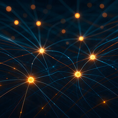 Obraz premium Abstract Neural Network Connections with Glowing Nodes and Lines