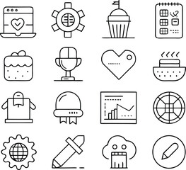 values editable stroke outlines icons set isolated 