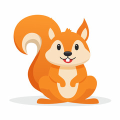 Cute Squirrel in Simple Vector Style – Minimalist Cartoon Forest Animal on White Background