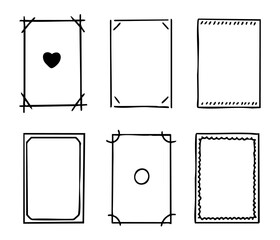 Blank text frames and picture borders set, empty hand drawn doodle, text box, decorative sticker. illustration.
