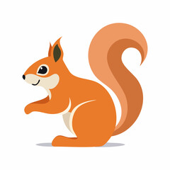 Cute Squirrel in Simple Vector Style – Minimalist Cartoon Forest Animal on White Background