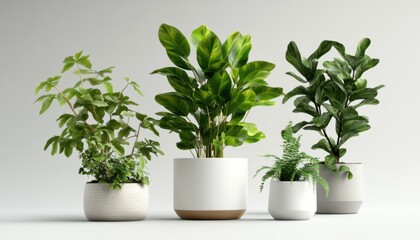 Fototapeta premium Vibrant indoor houseplants showcase modern home botanical display minimalist environment close-up view greenery aesthetics