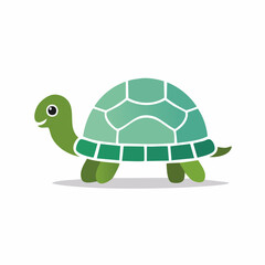 Cute Tortoise in Simple Vector Style – Minimalist Cartoon Reptile Illustration on White Background