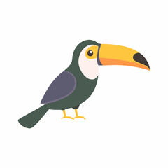 Cute Toucan in Simple Vector Style – Minimalist Cartoon Tropical Bird Illustration on White Background