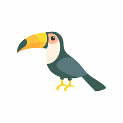 Cute Toucan in Simple Vector Style – Minimalist Cartoon Tropical Bird Illustration on White Background
