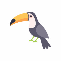 Cute Toucan in Simple Vector Style – Minimalist Cartoon Tropical Bird Illustration on White Background