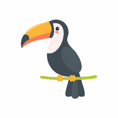 Cute Toucan in Simple Vector Style – Minimalist Cartoon Tropical Bird Illustration on White Background