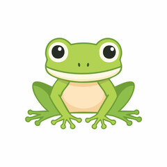 Cute Frog in Simple Vector Style – Minimalist Cartoon Amphibian Illustration on White Background

