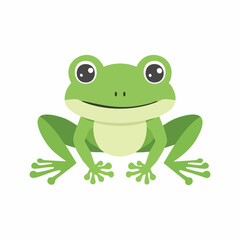 Cute Frog in Simple Vector Style – Minimalist Cartoon Amphibian Illustration on White Background

