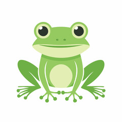 Cute Frog in Simple Vector Style – Minimalist Cartoon Amphibian Illustration on White Background

